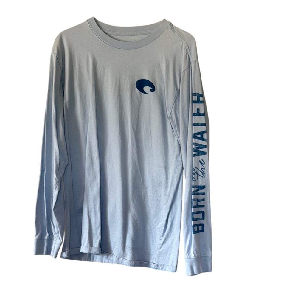 Costa Light Blue Long Sleeve Shirt with Back Logo Men's M